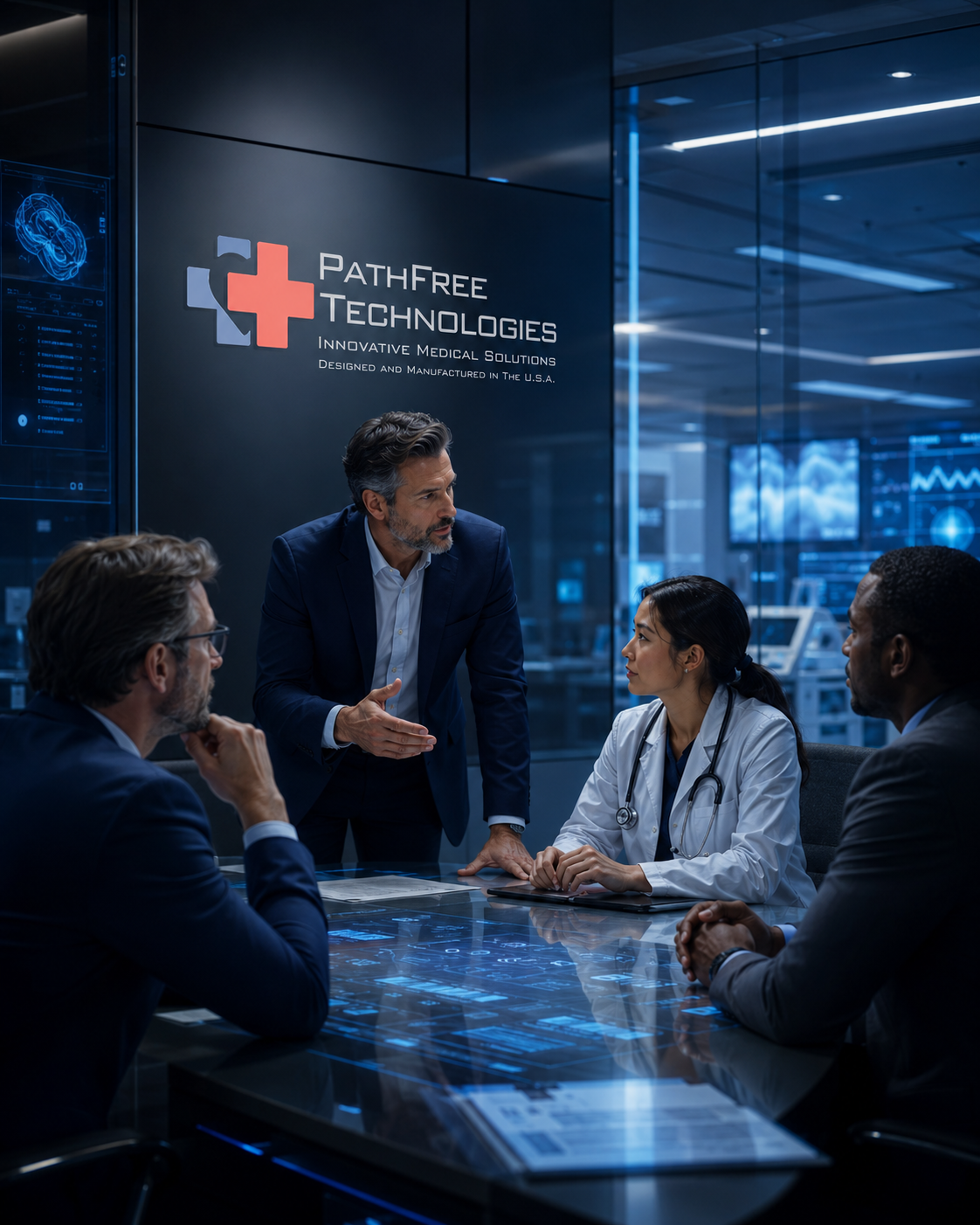 PathFree Technologies team collaborating on emergency response technology