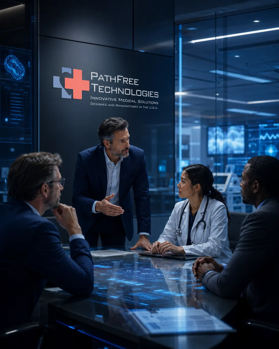 PathFree Technologies team collaborating on emergency response technology
